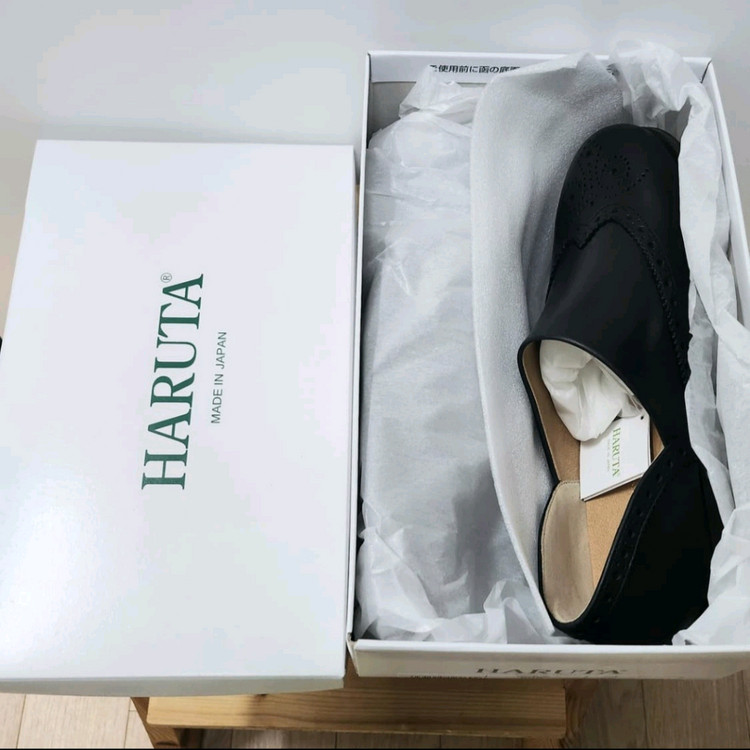 (새상품) 하루타 70주년기념 스포크 윙팁 로퍼 블랙 사이즈25(245~250)--6