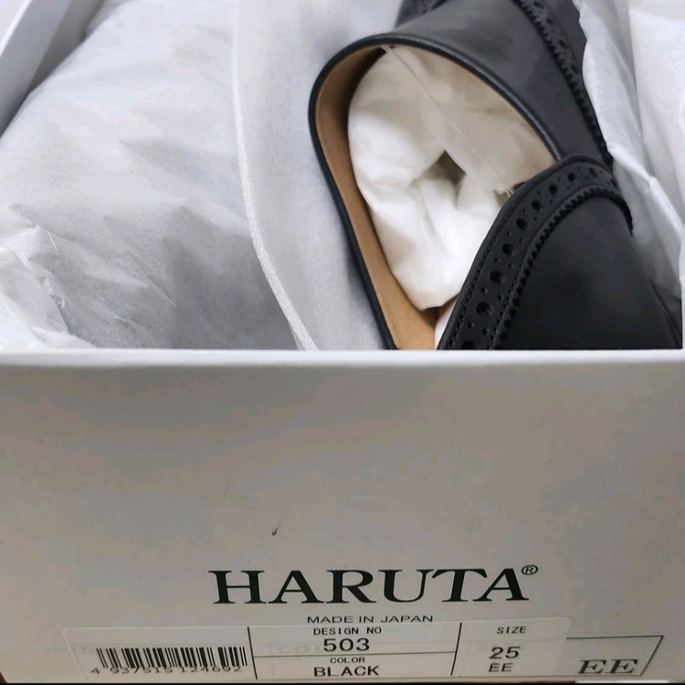(새상품) 하루타 70주년기념 스포크 윙팁 로퍼 블랙 사이즈25(245~250)--7