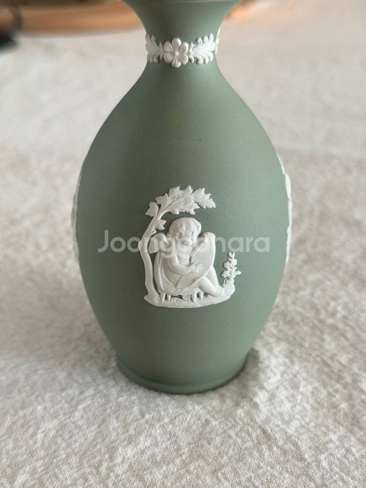 빈티지 웨지우드 재스퍼 세이지그린 버드베이스 미니 화병--4