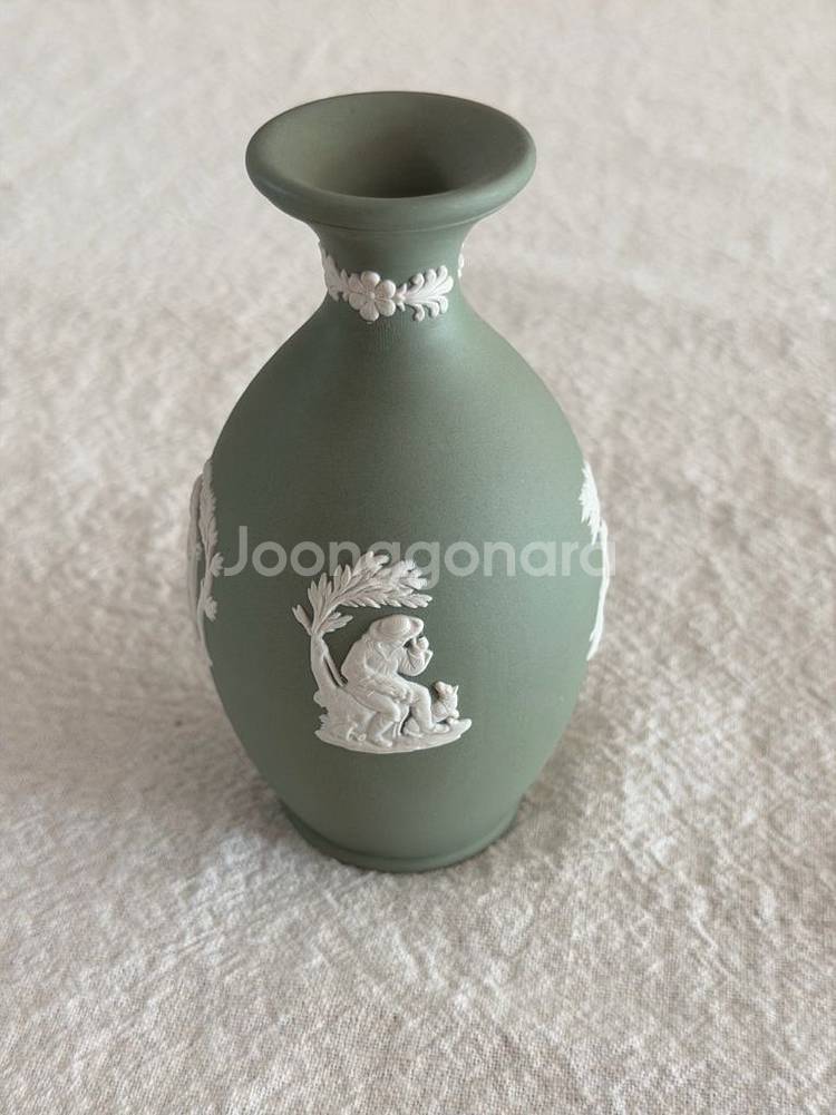 빈티지 웨지우드 재스퍼 세이지그린 버드베이스 미니 화병--5