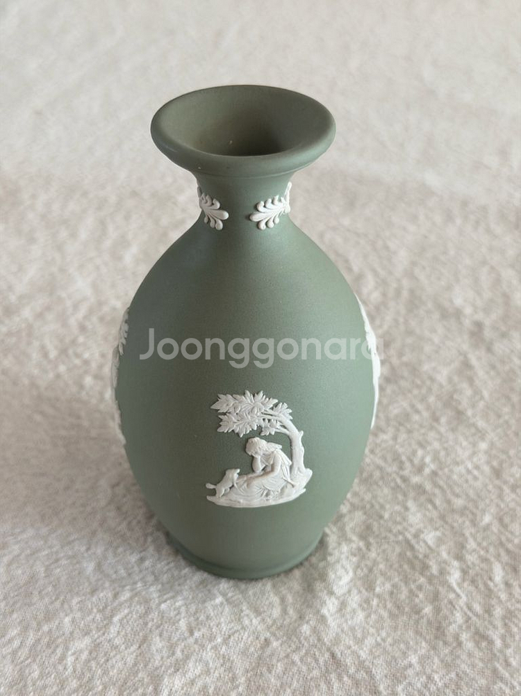 빈티지 웨지우드 재스퍼 세이지그린 버드베이스 미니 화병--6