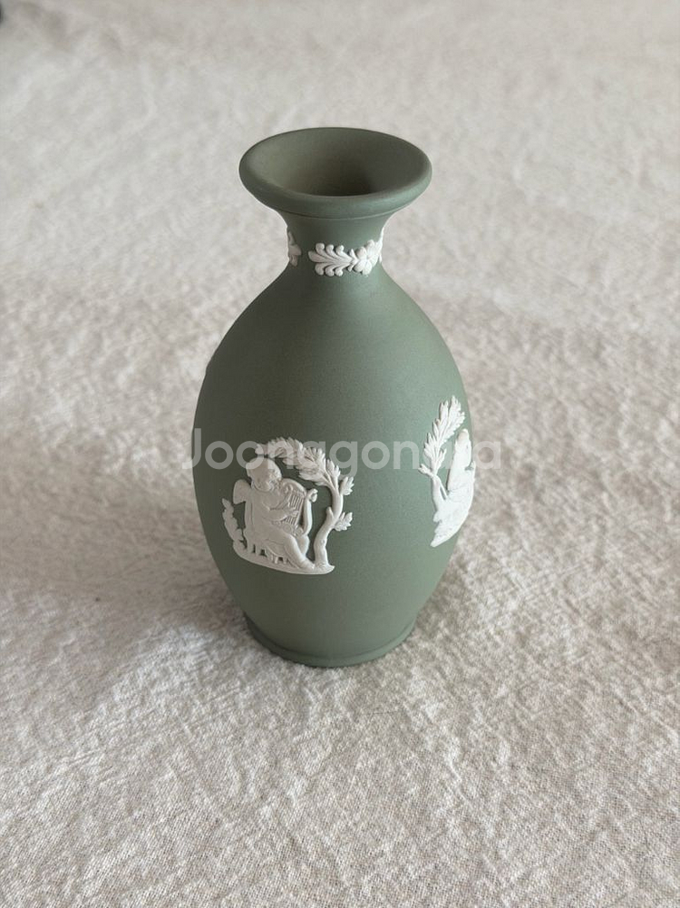 빈티지 웨지우드 재스퍼 세이지그린 버드베이스 미니 화병--7