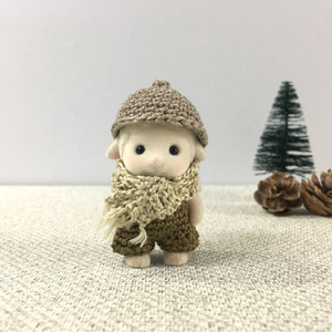 [실바니안 뜨개옷] 도토리 브라운 베레모 목도리 바지 세트 이미지