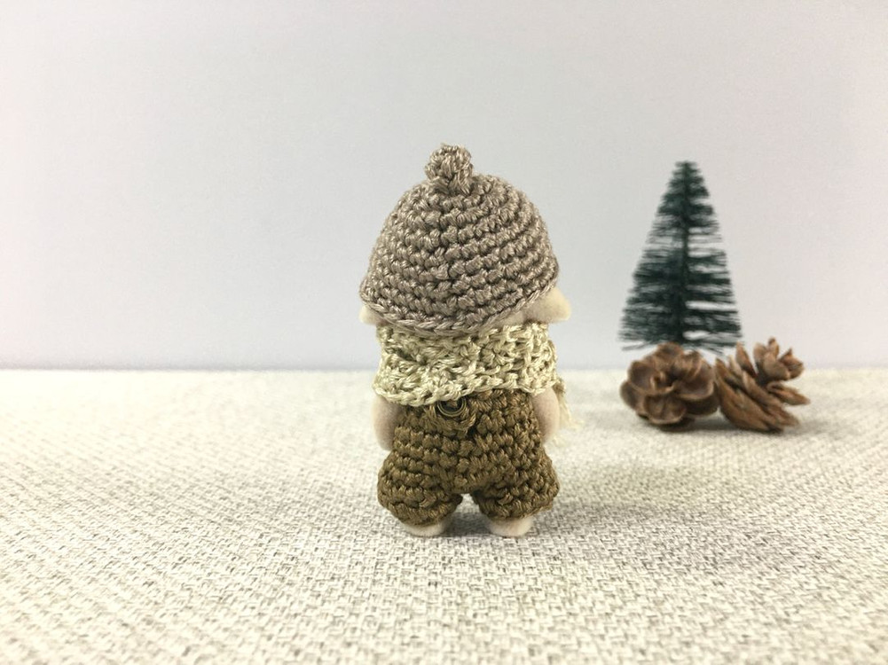 [실바니안 뜨개옷] 도토리 브라운 베레모 목도리 바지 세트 이미지