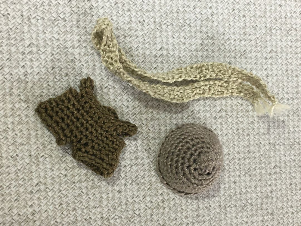 [실바니안 뜨개옷] 도토리 브라운 베레모 목도리 바지 세트 이미지