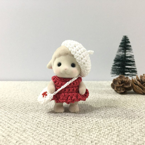 [실바니안 뜨개옷] 하얀 베레모 빨간 원피스 가방 세트 이미지