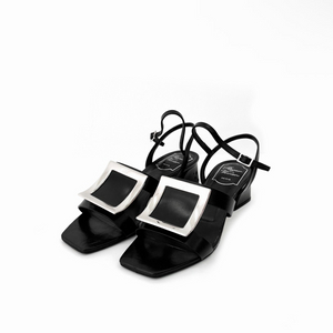 [36.5] 로저비비에 여성 비키비브 미들힐 샌들 블랙