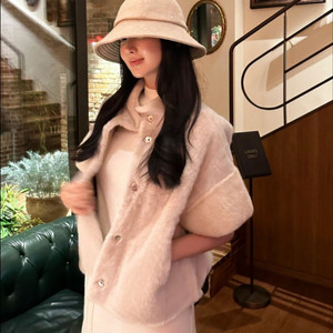 헤이에스 리얼 팔로미노 밍크 트리밍 시어링 자켓