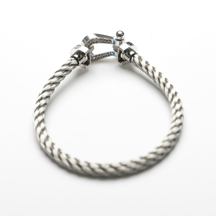 프레드 포스텐 브레이슬릿 18K 화이트 골드 및 풀파베 블루 스톤 & 화이트 다이아 라지 모델 이미지