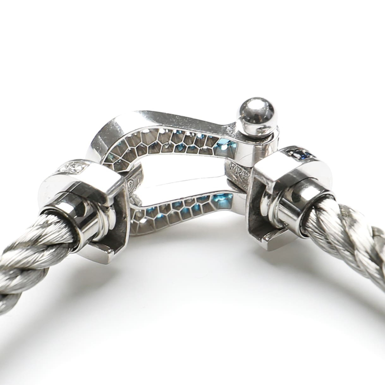 프레드 포스텐 브레이슬릿 18K 화이트 골드 및 풀파베 블루 스톤 & 화이트 다이아 라지 모델 이미지