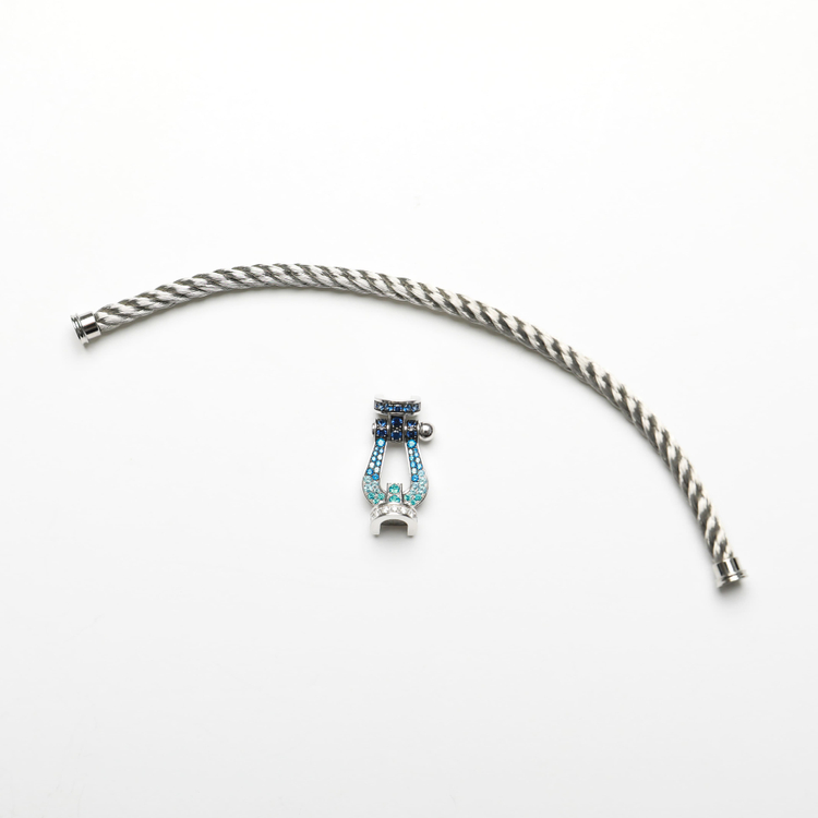 프레드 포스텐 브레이슬릿 18K 화이트 골드 및 풀파베 블루 스톤 & 화이트 다이아 라지 모델 이미지