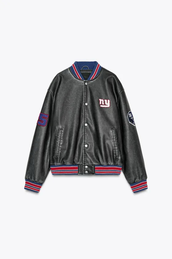 ZARA x NFL 한정판 뉴욕 자이언츠 바시티 자켓 여성 XXL 이미지