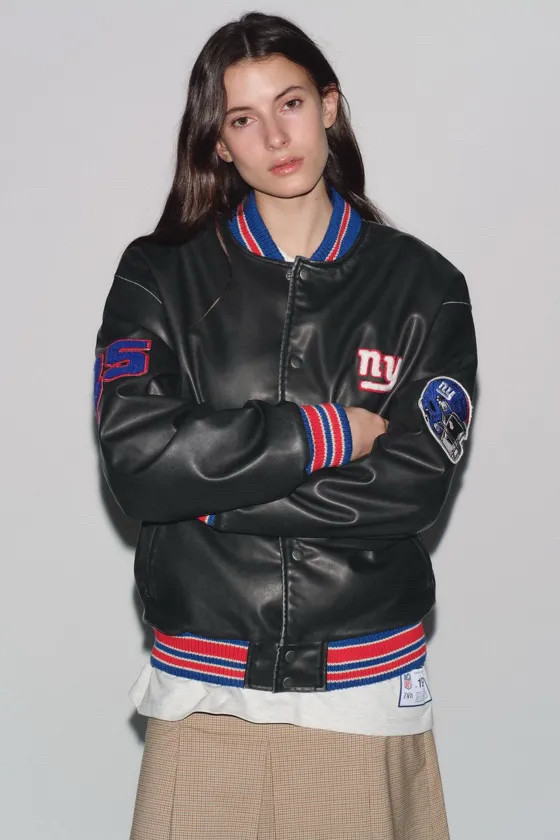 ZARA x NFL 한정판 뉴욕 자이언츠 바시티 자켓 여성 XXL 이미지