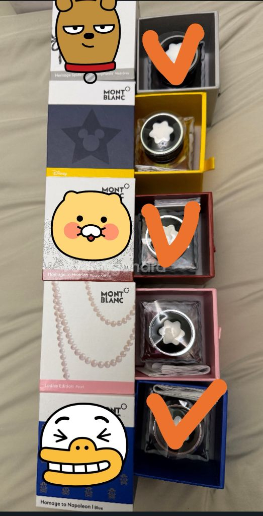 몽블랑 잉크 새상품과 시필용 여러가지 이미지
