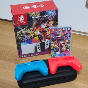 [신품급] 닌텐도스위치 OLED 화이트 마리오카트8 디럭스 세트