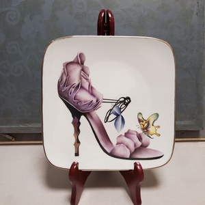 포슬린 아트 도자기 작품-장미구두