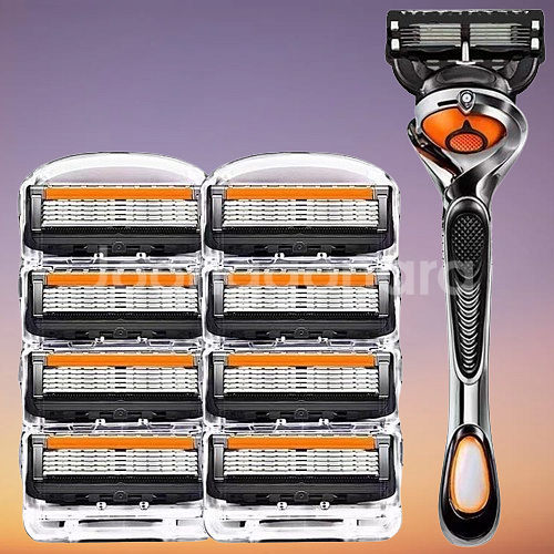 질레트 호환용 5중날 남성면도기 면도대1+면도날8개--8
