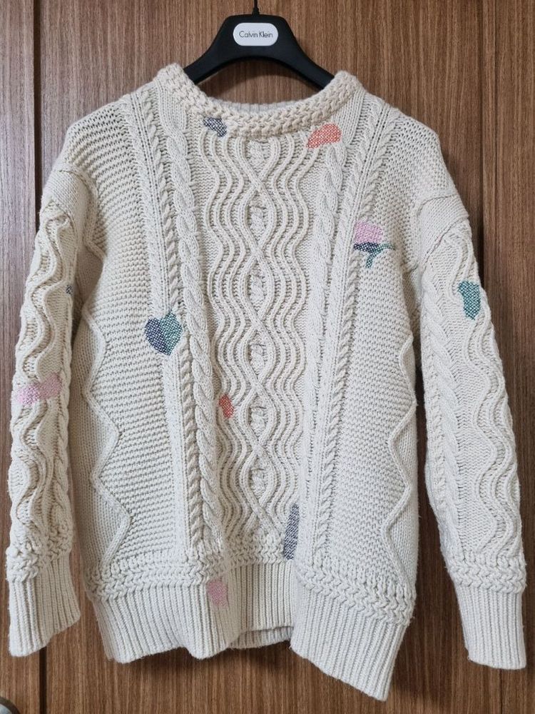 아더에러 (ADER ERROR) 크림색 자수 패치 니트 스웨터 105사이즈 판매합니다~!--1