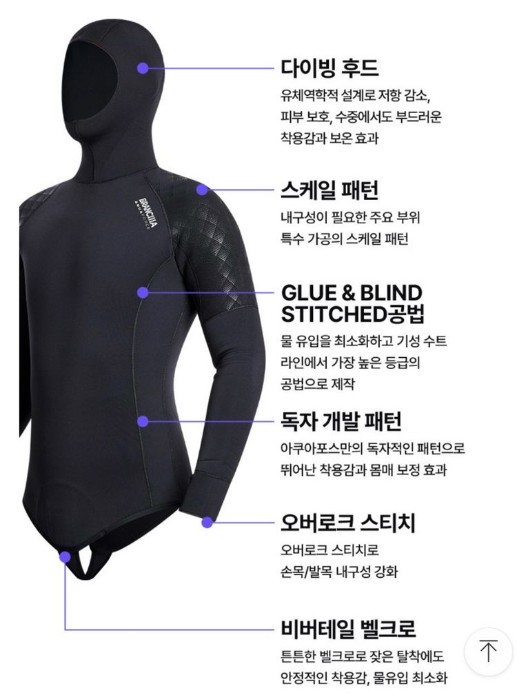 새상품 브랑키아 프리다이빙 스쿠버 3mm 다이빙슈트--4