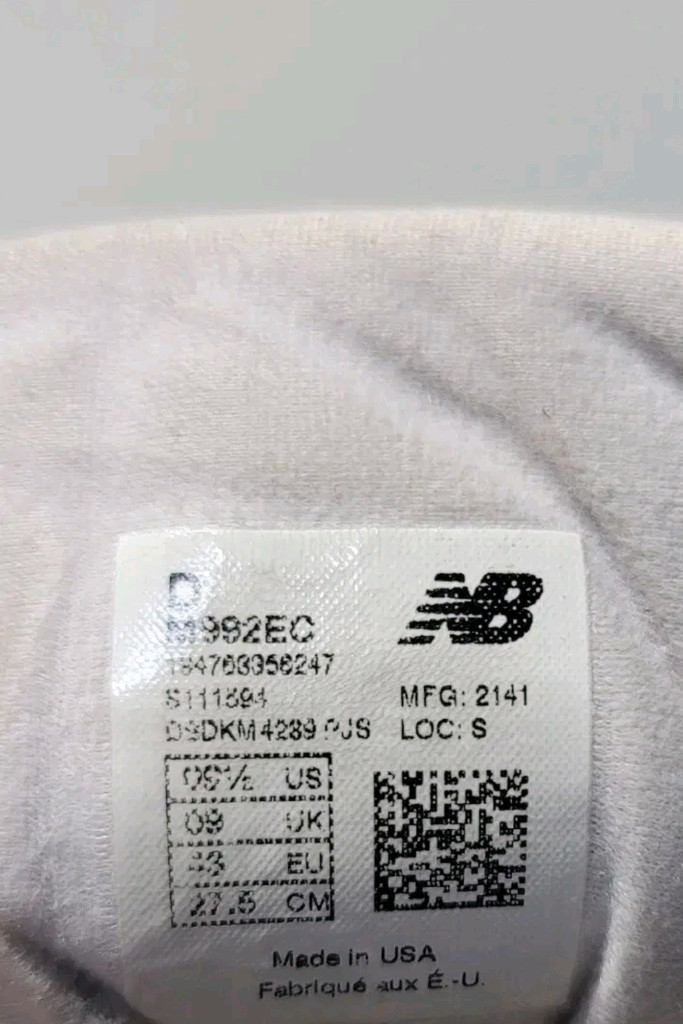 뉴발란스 정품 992 USA 화이트 네이비 275--5