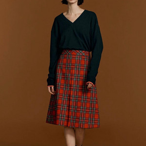 앤유 울 스커트 김나영 스커트 크리스마스 레드 타탄 체크 66 2사이즈