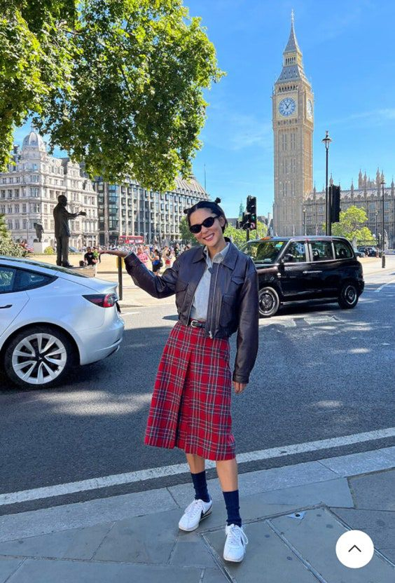 앤유 울 스커트 김나영 스커트 크리스마스 레드 타탄 체크 66 2사이즈--2