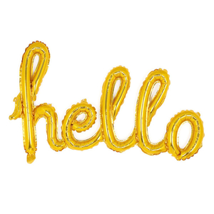 [파티데코] hello 헬로 필기체 풍선 가랜드 - 골드
