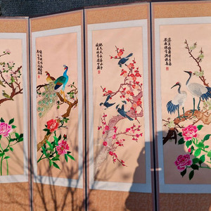 자수 화조병풍 8폭 팝니다