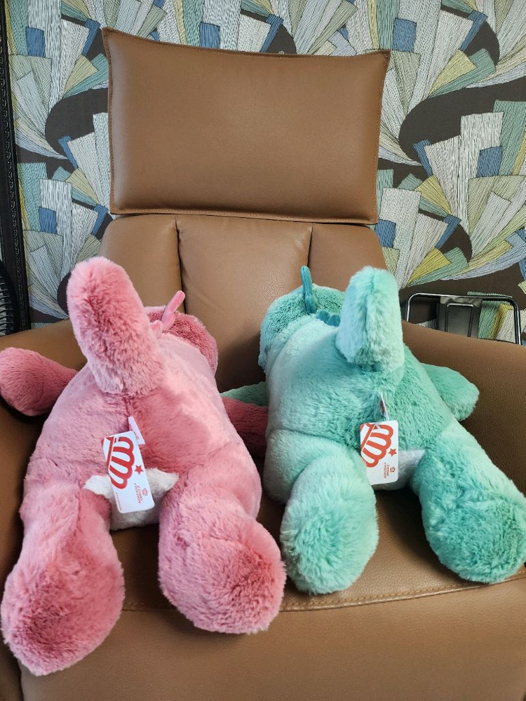 허그 공룜 대형인형 핑크+그린 새상품 +짱구볼펜--2