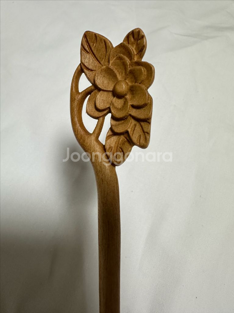 원목 연꽃 조각 머리핀 헤어 액세서리--1