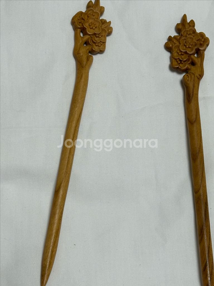 원목 매화꽃조각 비녀--3