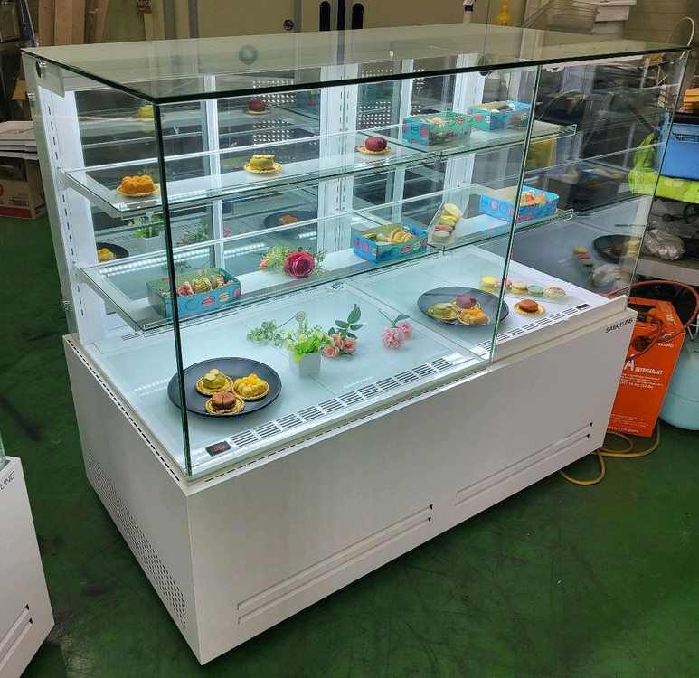 카페용 콤비 듀얼 마카롱 샌드위치 케잌 베이커리 디저트 냉동냉장 쇼케이스 화이트 이미지