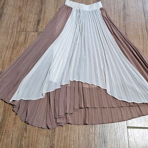 플리츠 쉬폰롱스커트 투톤 언발스커트 이미지