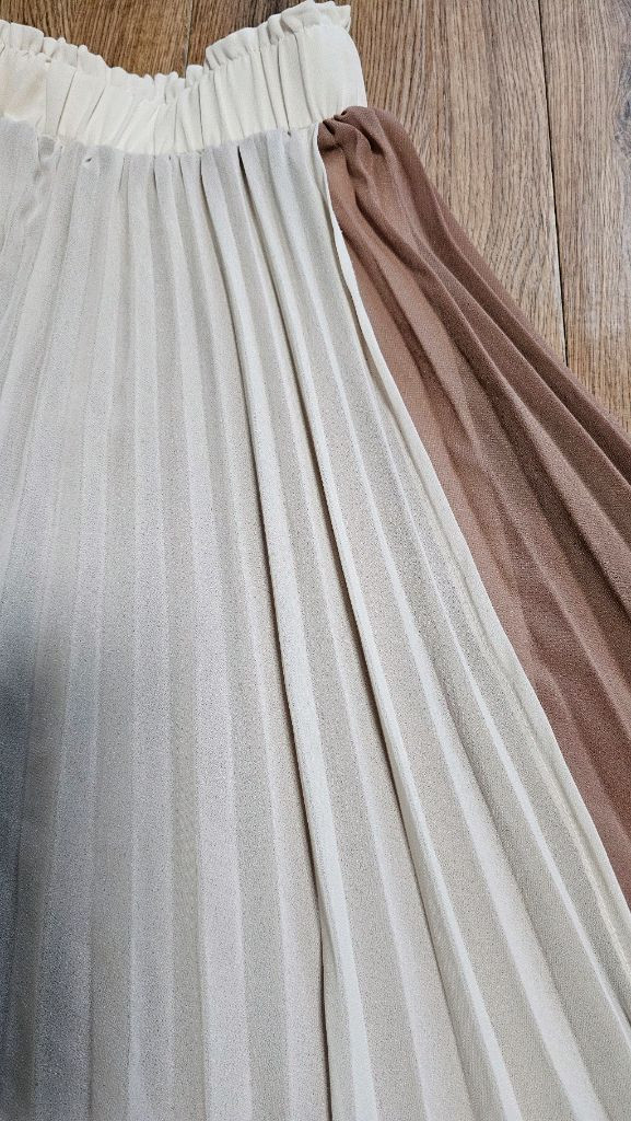 플리츠 쉬폰롱스커트 투톤 언발스커트 이미지