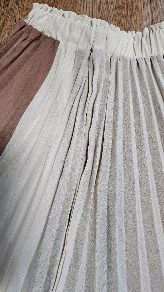 플리츠 쉬폰롱스커트 투톤 언발스커트 이미지