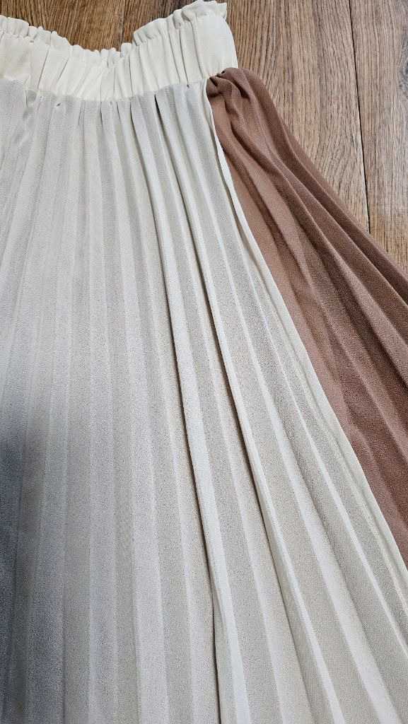 플리츠 쉬폰롱스커트 투톤 언발스커트 이미지