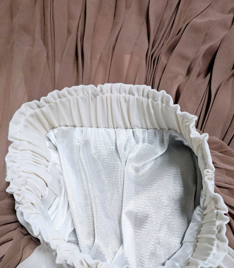 플리츠 쉬폰롱스커트 투톤 언발스커트 이미지