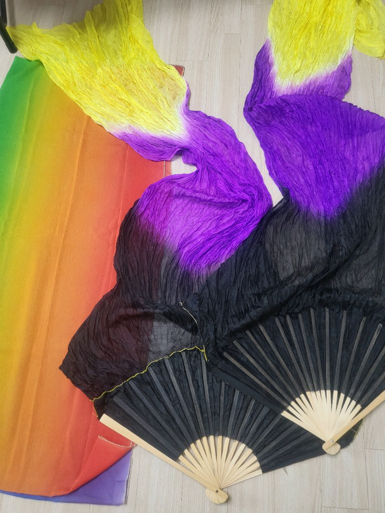 벨리댄스복 무지개베일 & 팬베일세트--1