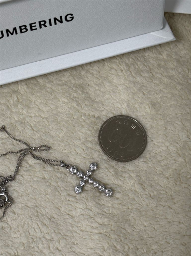 넘버링 #3729 실버 십자가 목걸이--1