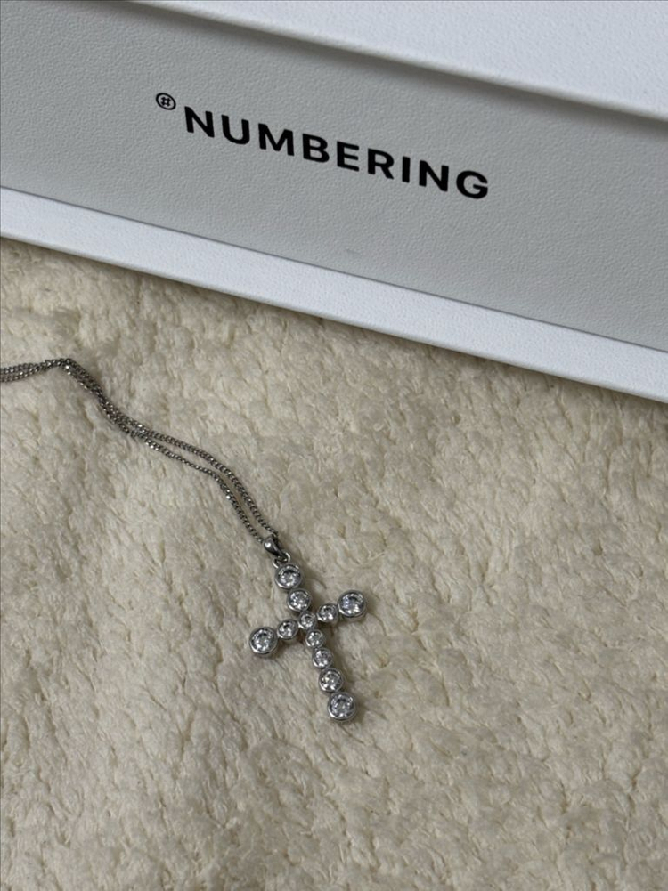 넘버링 #3729 실버 십자가 목걸이--2