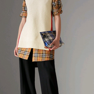 버버리 울/캐시미어혼방 리브니트 베스트