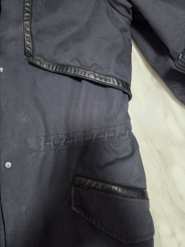 마쥬 가죽 트림 후드 코트--4