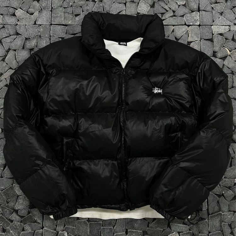 스투시 블랙 톤온톤 패딩 L--2