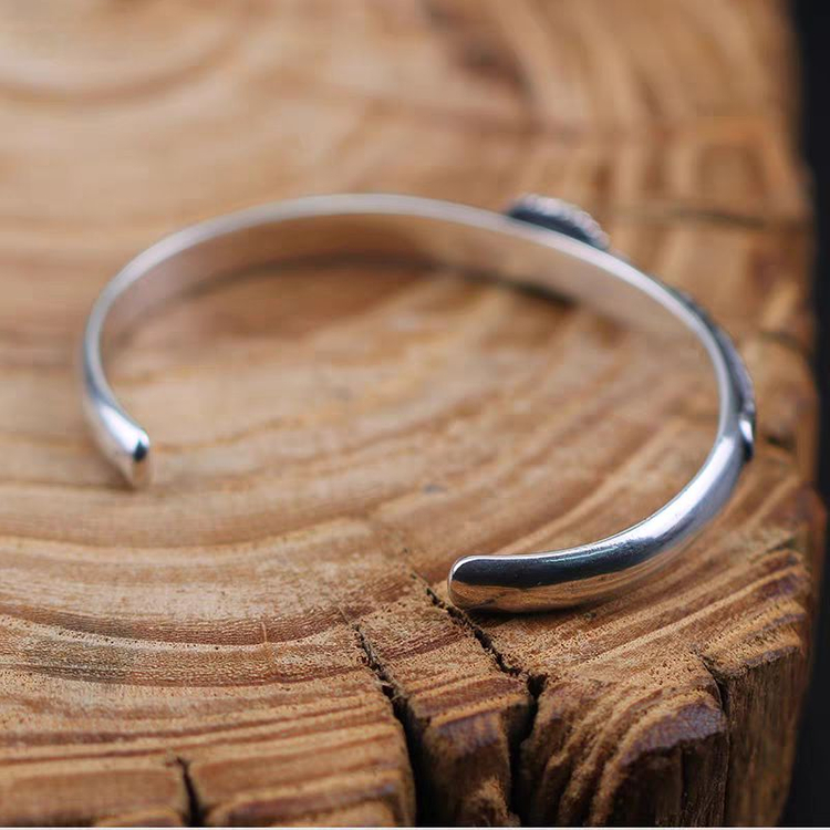 Oceanora 핸드카빙 터쿼이즈 925 실버 뱅글--3