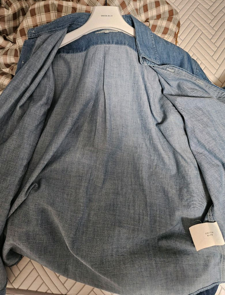 유니온블루 런드리 데님 셔츠 미드블루 S사이즈--3