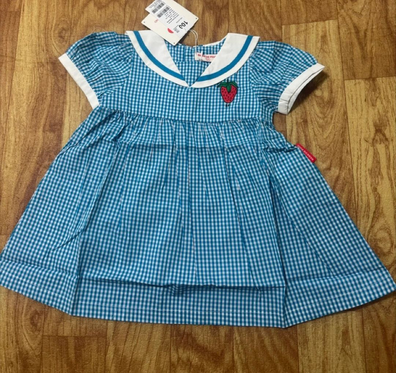 베베드피노 스트로베리 깅엄 새상품 100 딸기원피스--3