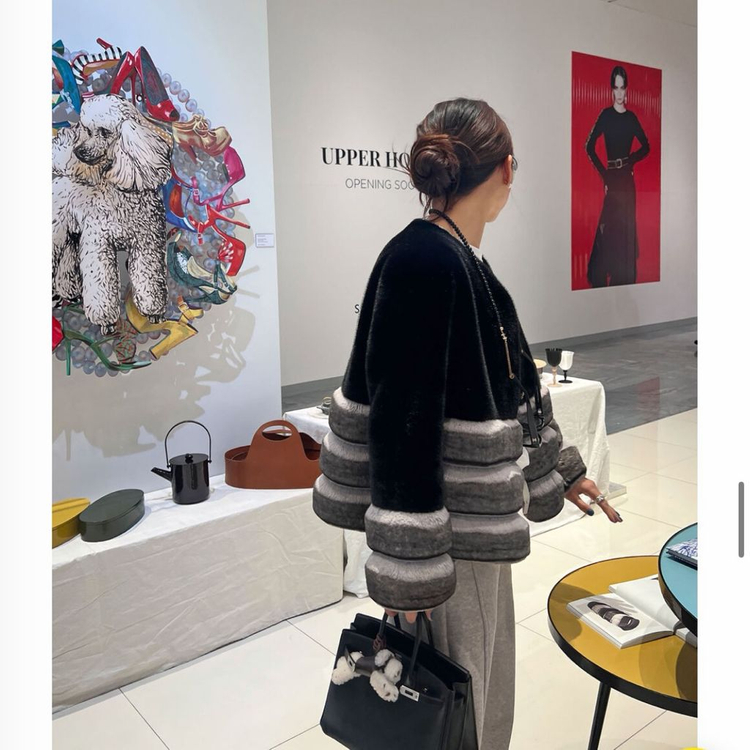 청담룩 고급 친칠라 밍크 페이크퍼 에코퍼 자켓 코트--1