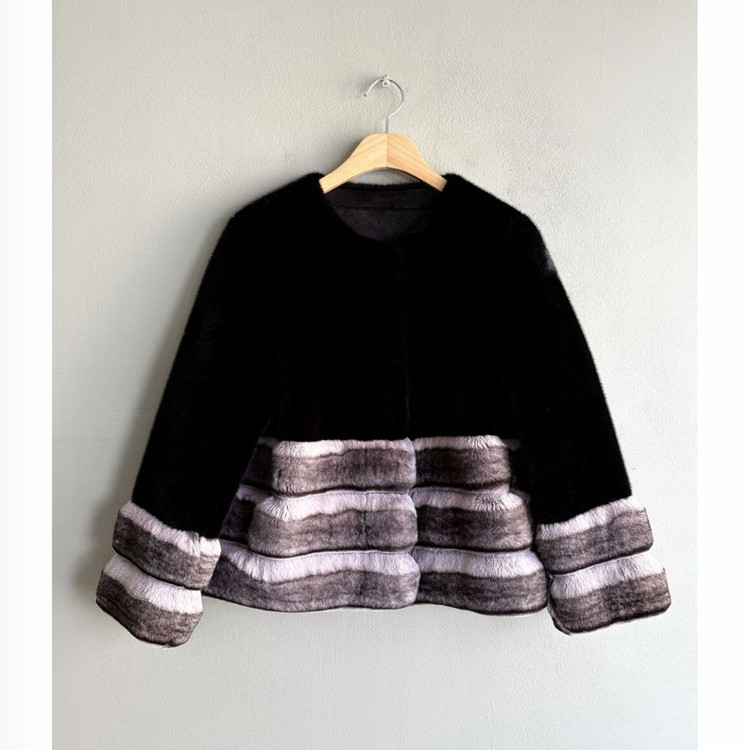 청담룩 고급 친칠라 밍크 페이크퍼 에코퍼 자켓 코트--2