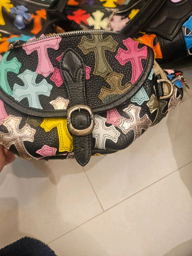 크롬하츠 925실버 멀티 레더 힙색 스낫팩 슬링백--2