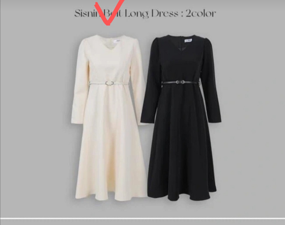 리리앤코 벨트 롱 원피스 아이보리(77)--1